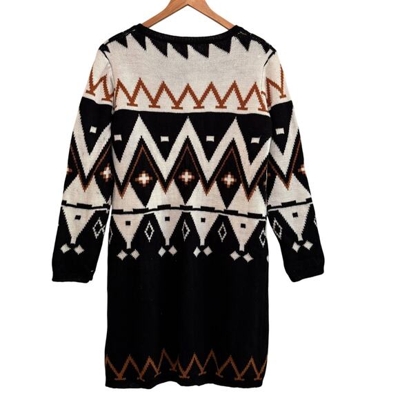 Luxmi Cotton Knit Cardigan Duster Sweater Womens Size L Western Aztec Boho Cozy - Picture 2 of 6